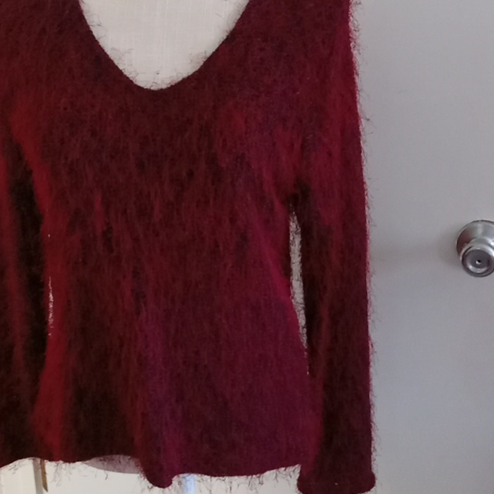 Karen Kane Lifestyle v-neck shaggy-fuzzy sweater